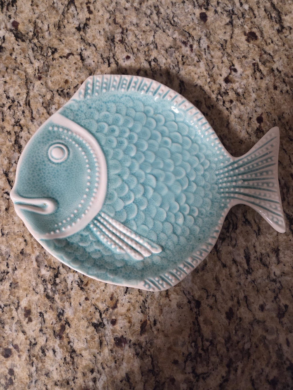 Decorative Turquoise Ceramic Fish Plate